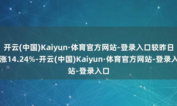 开云(中国)Kaiyun·体育官方网站-登录入口较昨日高涨14.24%-开云(中国)Kaiyun·体育官方网站-登录入口